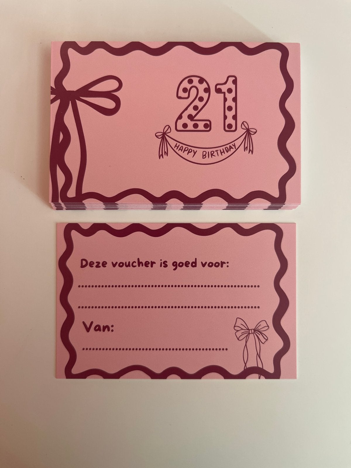Kaartjes 21-diner - 21 stuks, Ophalen of Verzenden, Nieuw, Feestartikel, Verjaardag