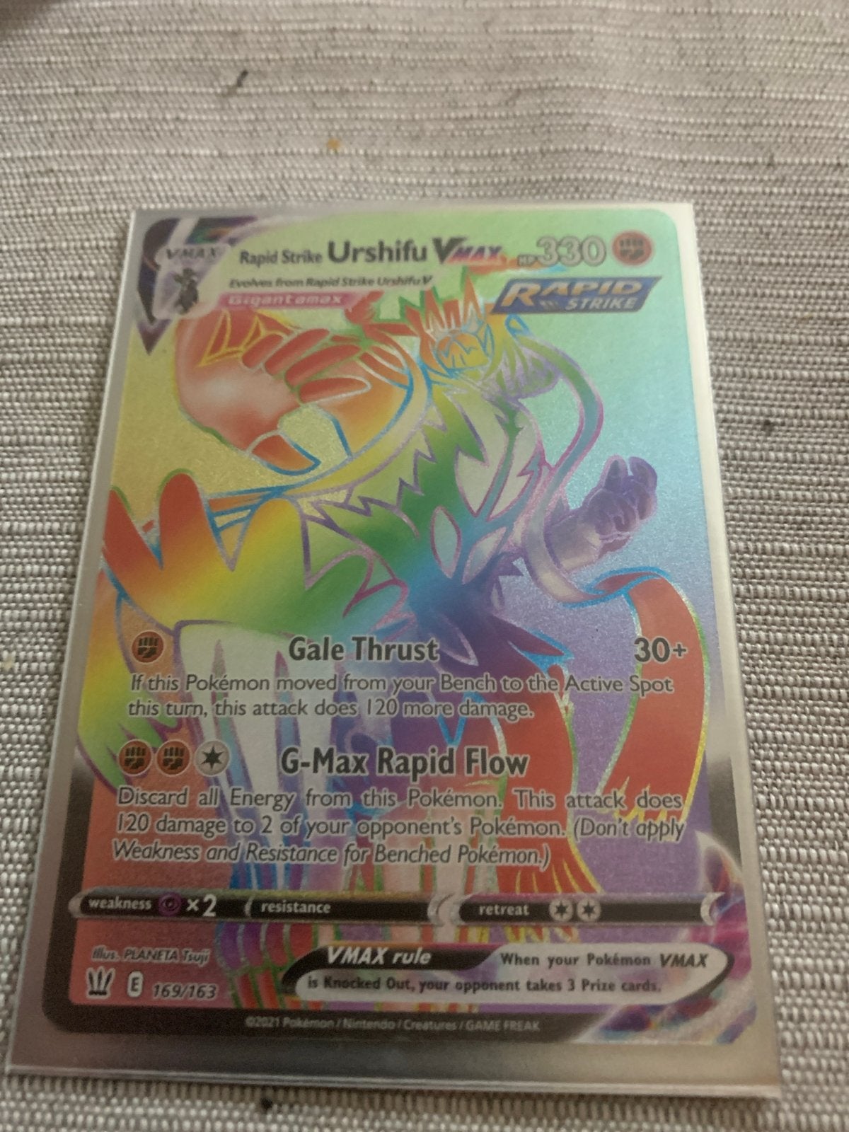 Pokémon Rapid Strike Urshifu VMAX 169/163 Rainbow Rare, Ophalen, Zo goed als nieuw, Losse kaart, Foil