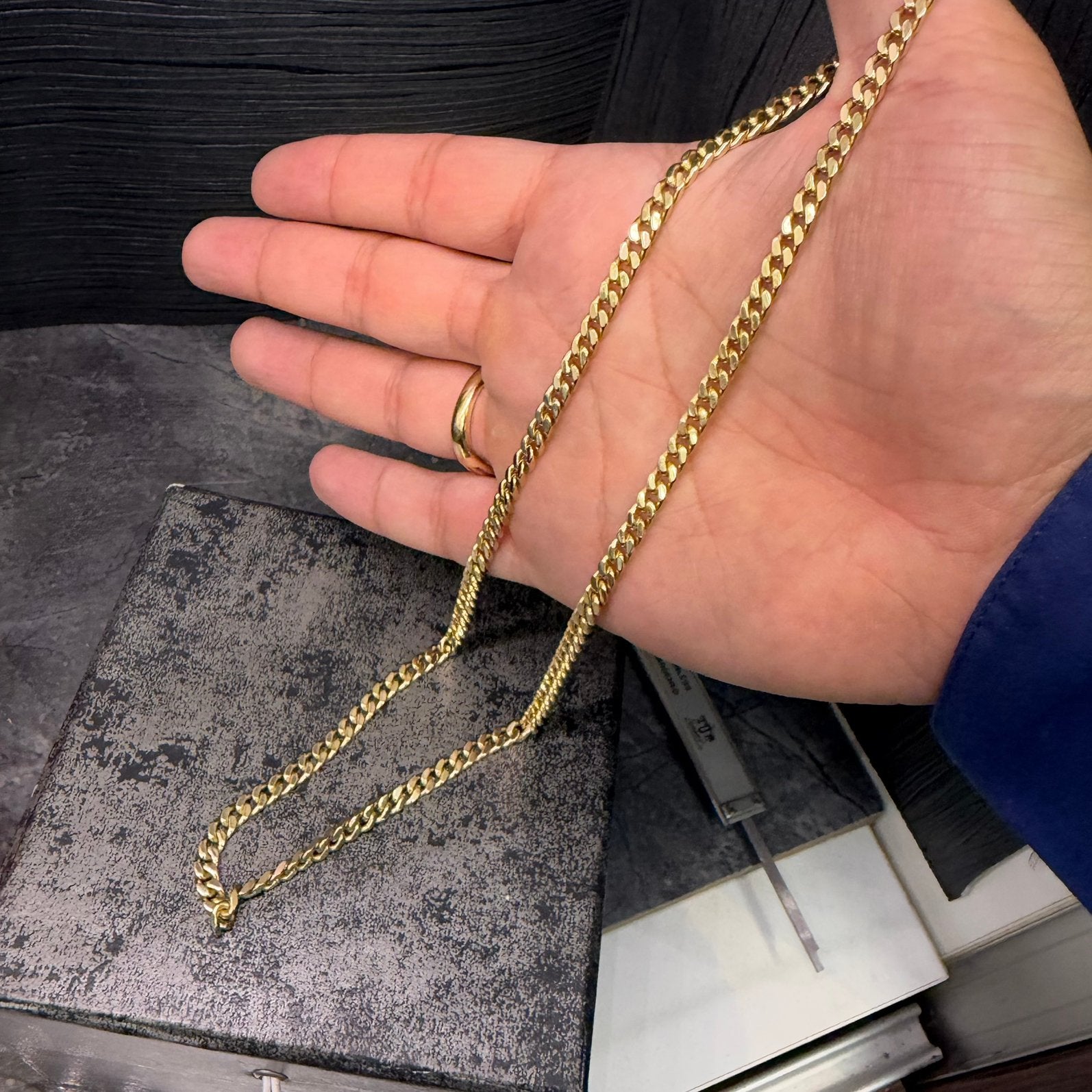 14 karaat gouden ketting massief gourmet schakel, Ophalen of Verzenden, Zo goed als nieuw, Goud