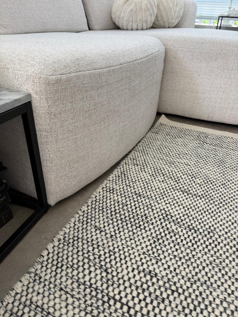 Wollen vloerkleed 230x160 zwart-wit loods5 zgan, 150 tot 200 cm, 200 cm of meer, Ophalen of Verzenden, Zo goed als nieuw
