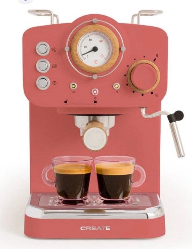 NEW CREATE Thera Retro Espressomachine - Roze, Witgoed en Apparatuur, Koffiezetapparaten, Afneembaar waterreservoir, Verzenden