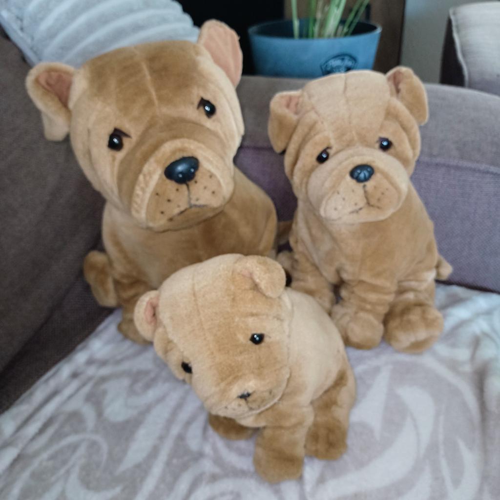 Set van 3 sharpei honden knuffels. HERITAGE MINT., Overige merken, Middelgroot (20 tot 80 cm), Bruin, Hond