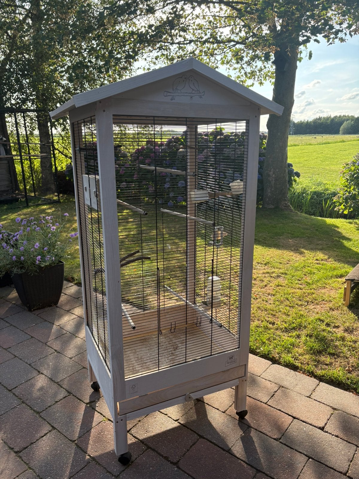 Mooie grote verrijdbare kamer volière, Dieren en Toebehoren, Vogels | Hokken en Kooien, Ophalen, Zo goed als nieuw, Hout, Volière