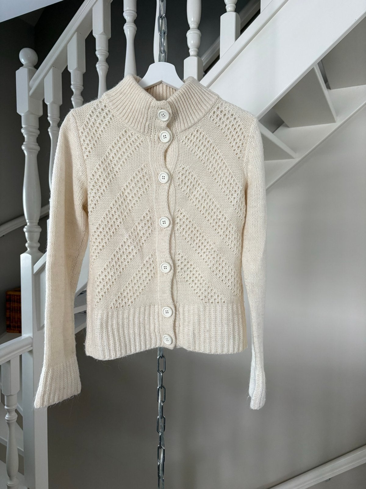 Vest gebreid wol crème wit Essentiel Antwerpen knopen maat L, Ophalen of Verzenden, Zo goed als nieuw, Maat 42/44 (L), Beige