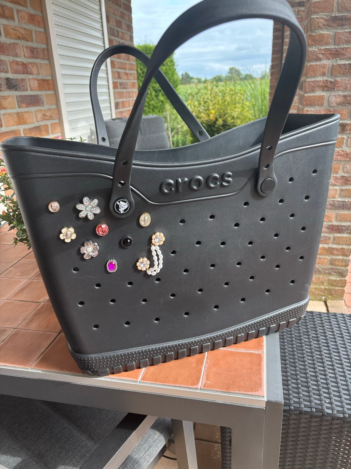 Crocs Shopper Tas Zwart met Jibbitz, Ophalen, Nieuw, Zwart, Shopper
