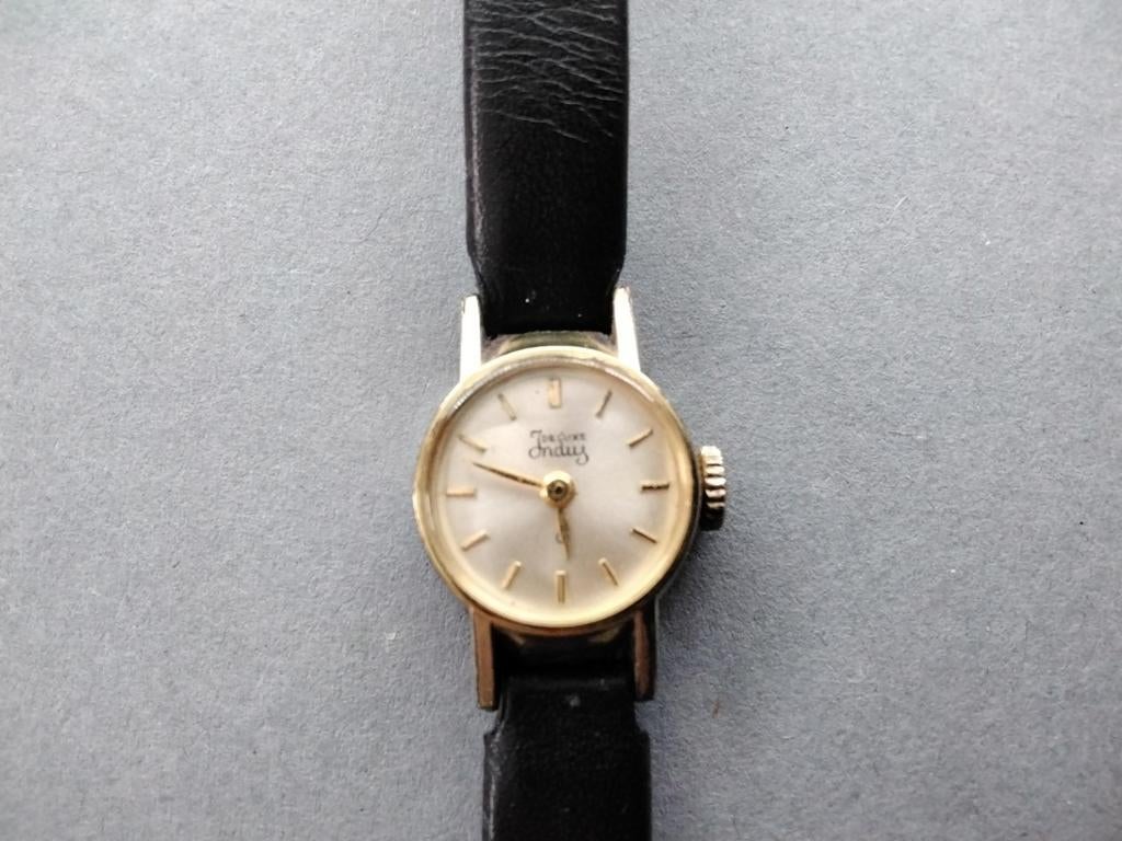 Vintage INDUS DE LUXE dameshorloge - Rolled Gold Beze, Overige merken, Overige materialen, Polshorloge, Ophalen of Verzenden