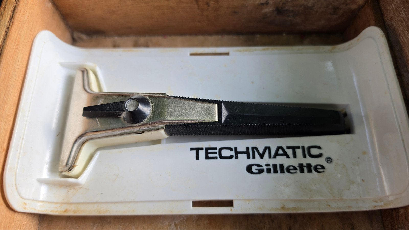 Vintage Gillette Techmatic Scheermes in Doos, Ophalen of Verzenden, Gebruikt, Overige typen