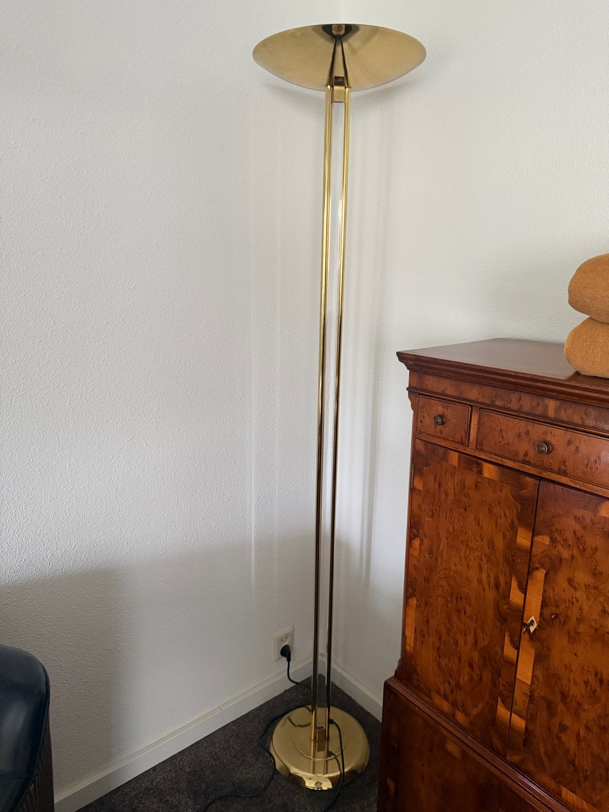 Relko vloerlamp met dimmer - messing, Huis en Inrichting, Lampen | Vloerlampen, Ophalen, Gebruikt, Metaal, 150 tot 200 cm