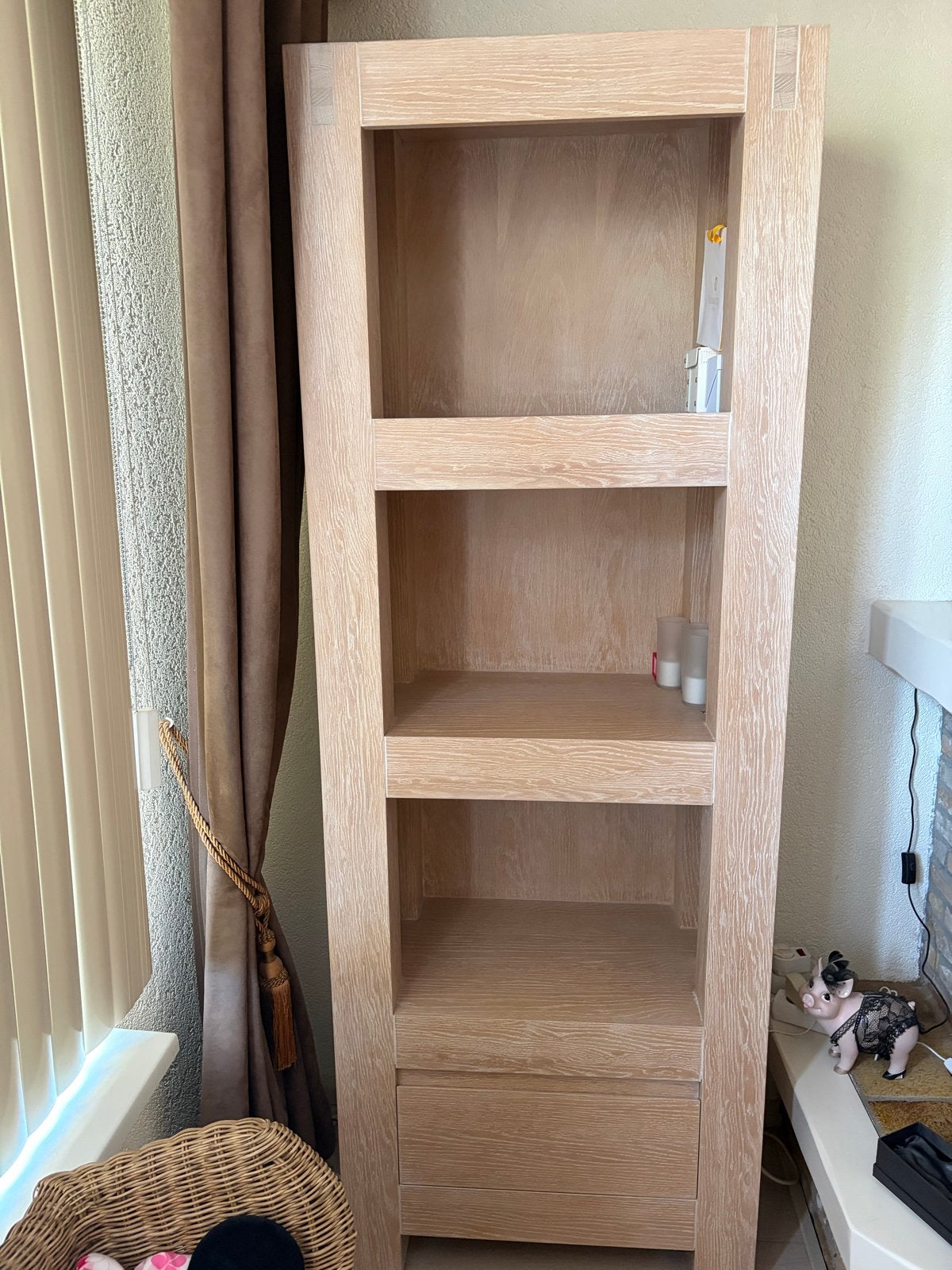 Eiken white wash kast 195x70x40 cm, Huis en Inrichting, Kasten | Boekenkasten, Ophalen, Met plank(en), Gebruikt, Eikenhout