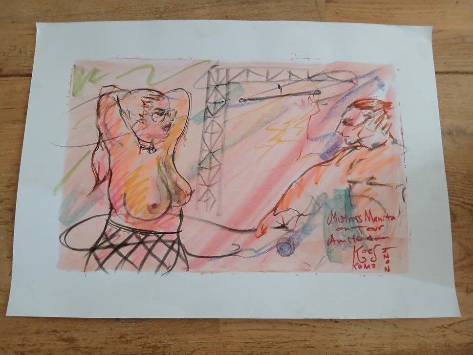 Originele Tekening 'Mistress Marta' - 2024, Ophalen of Verzenden, Tekening, Gemengde techniek, Origineel