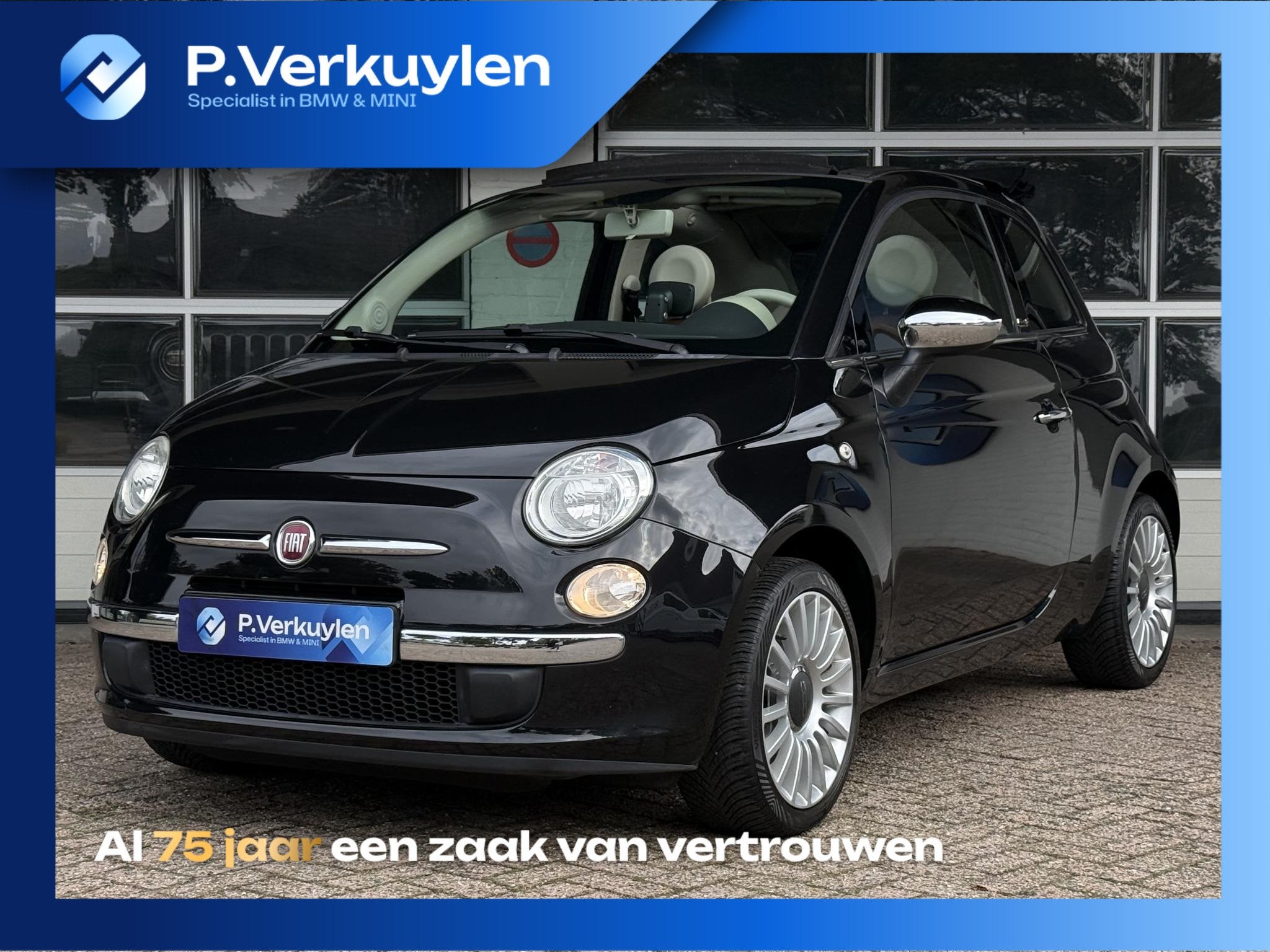 Fiat 500 C 1.2 Lounge | AIRCO | LEDER | BLUETOOTH BELLEN | P, Auto's, Euro 5, Gebruikt, 4 cilinders, Cabriolet