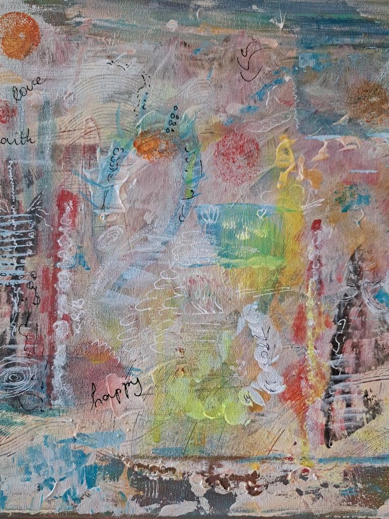 Abstract schilderij met tekst, Ophalen of Verzenden