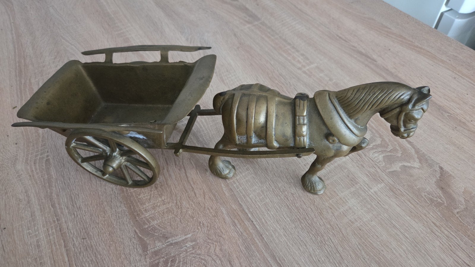 Koper paard met wagen 44 cm lang, Ophalen of Verzenden