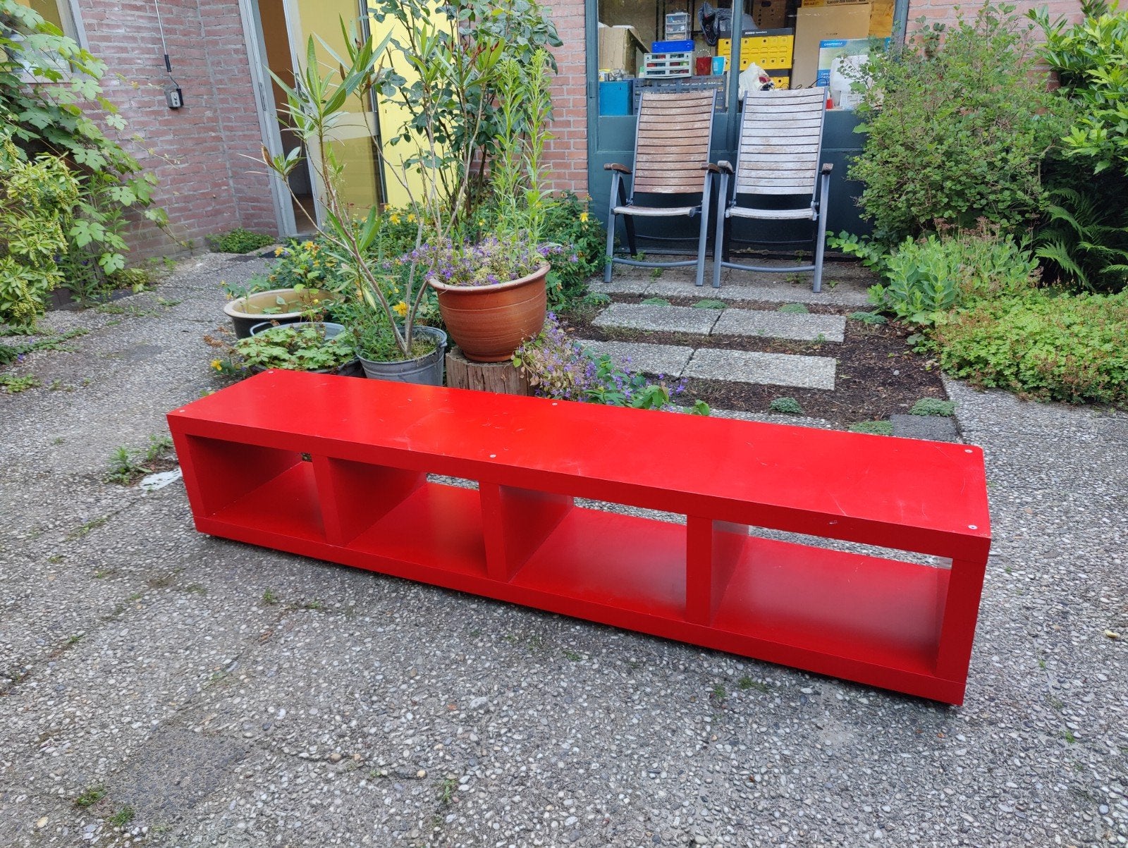 Rood tv-meubel / kastje - 190x38x35 cm, Ophalen, Gebruikt, 150 tot 200 cm, Minder dan 100 cm