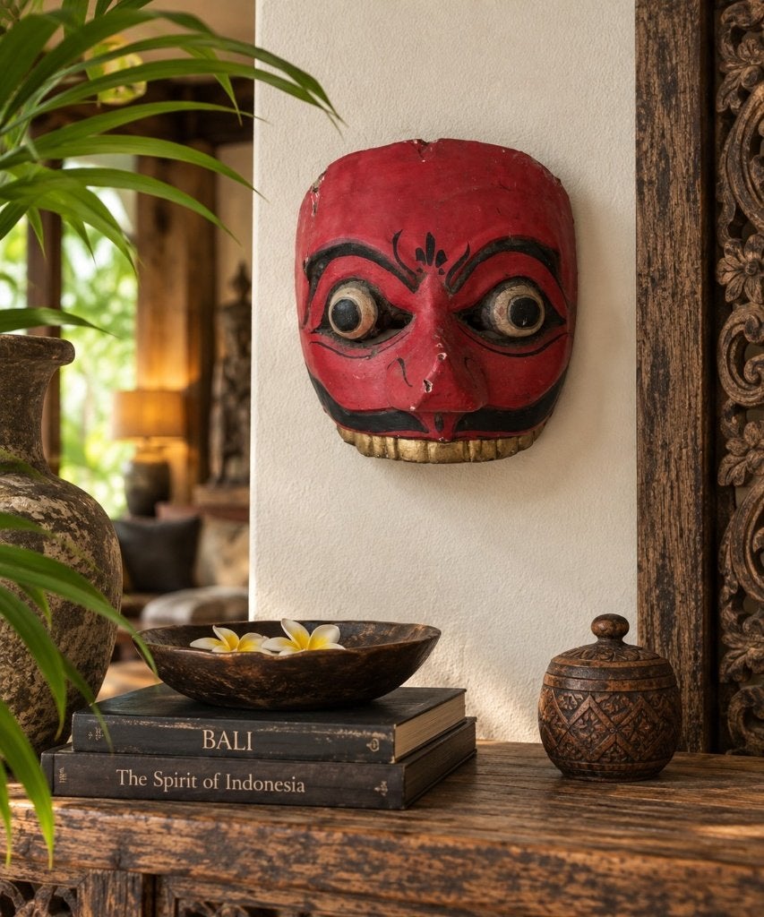 Oud Javaans Topeng-masker – handgesneden hout – Indonesië, Ophalen of Verzenden