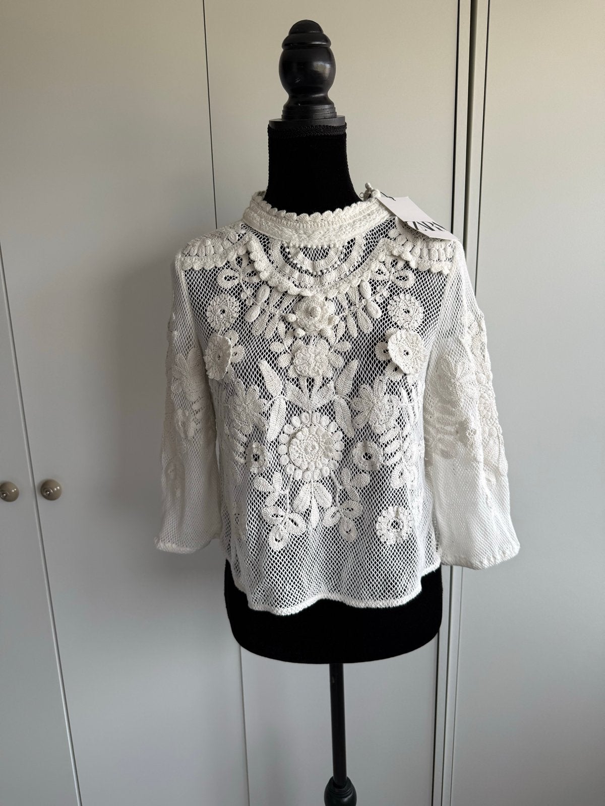 Zara Nieuw Kanten Top Maat M, Maat 38/40 (M), Wit, Nieuw, Ophalen of Verzenden