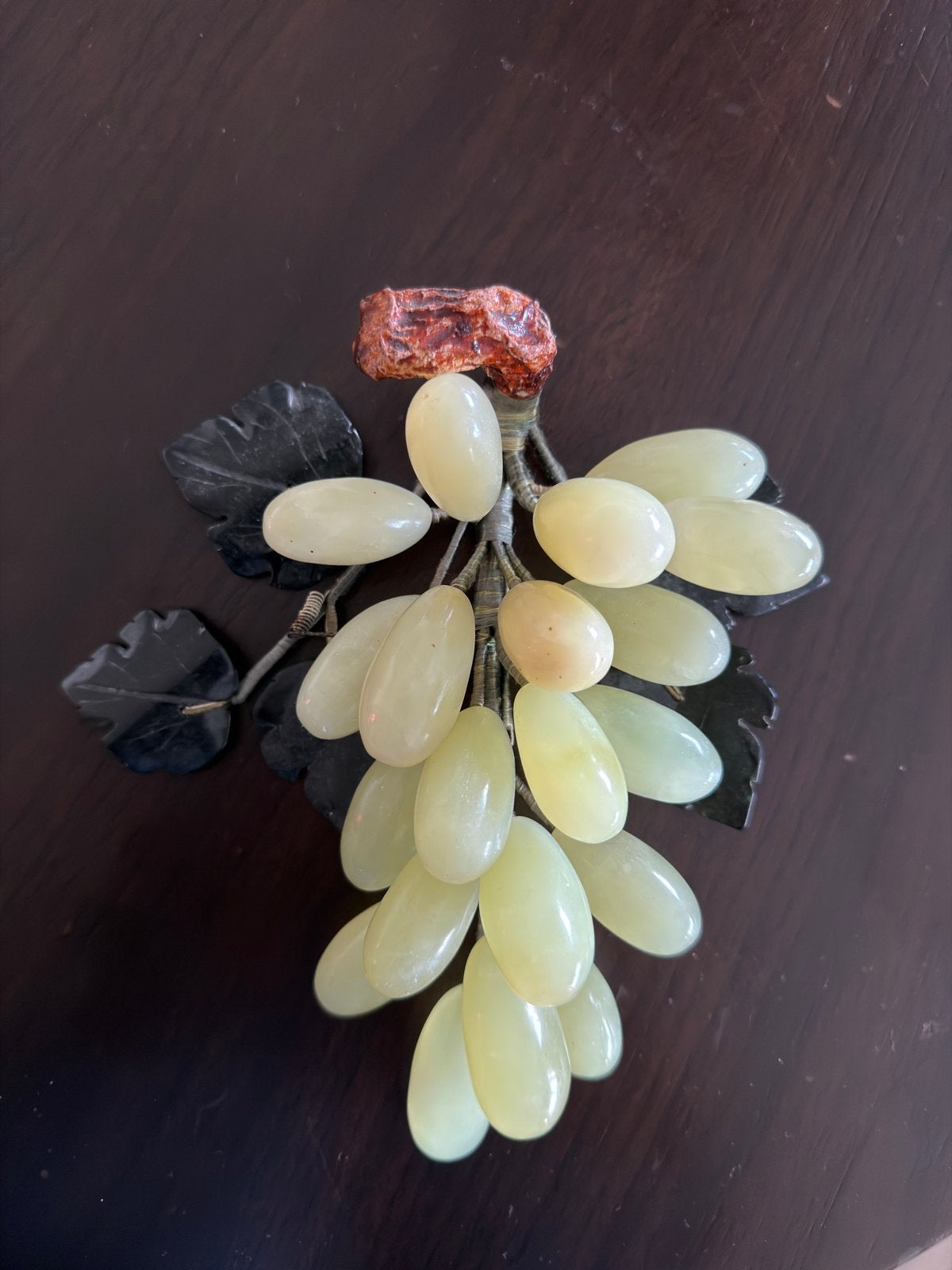 Prachtige Vintage Stenen Druiventros –Handgeslepen Jade/Onyx, Ophalen of Verzenden