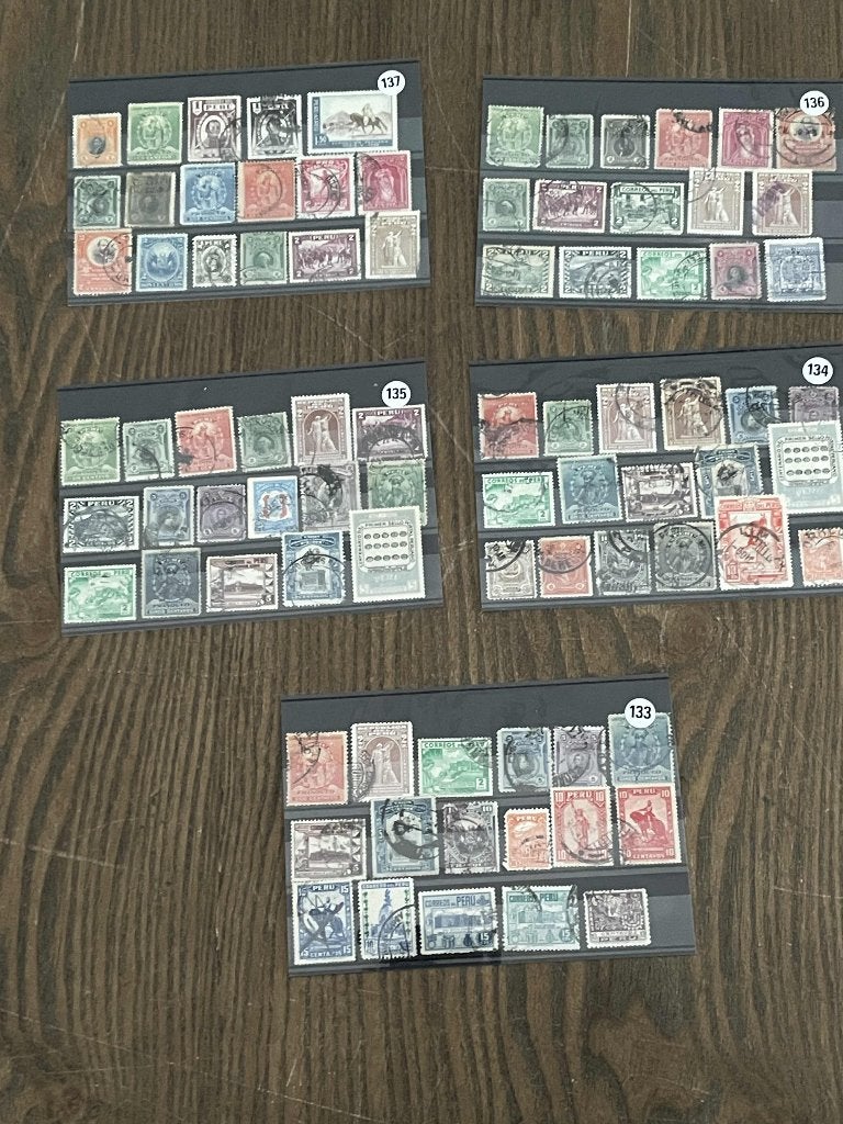 postzegels Peru oude postzegels kaart 133+134+135+136+137, Verzenden, Gestempeld, Zuid-Amerika