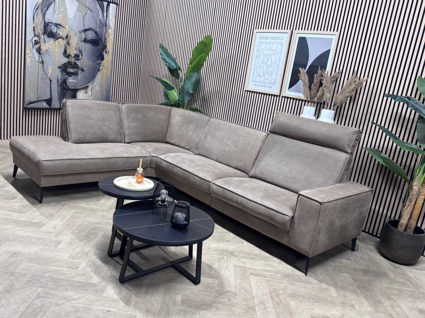ZGAN Pronto Barrio Hoekbank Elektrisch - Taupe - 292 x 210, 250 tot 300 cm, -, -, Hoekbank