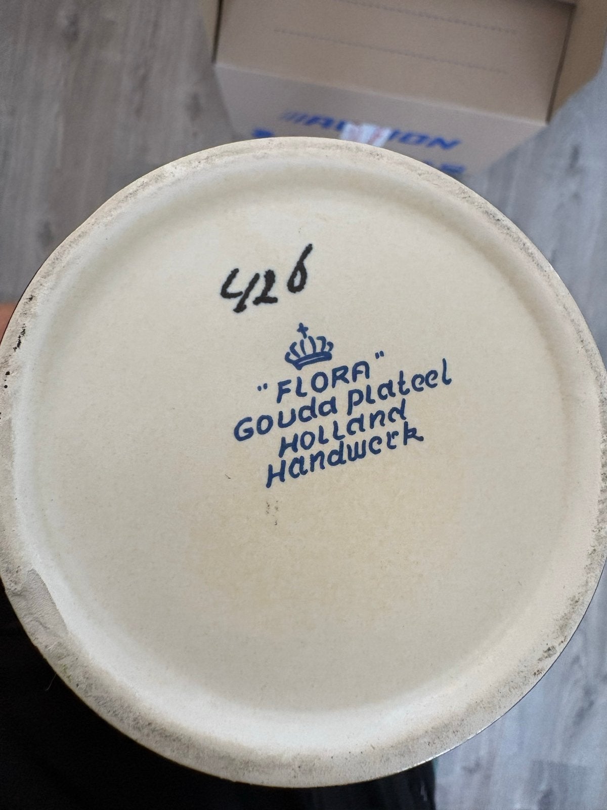 Flora Gouda Plateel Holland Handwerk Vaas/Kan, Ophalen of Verzenden