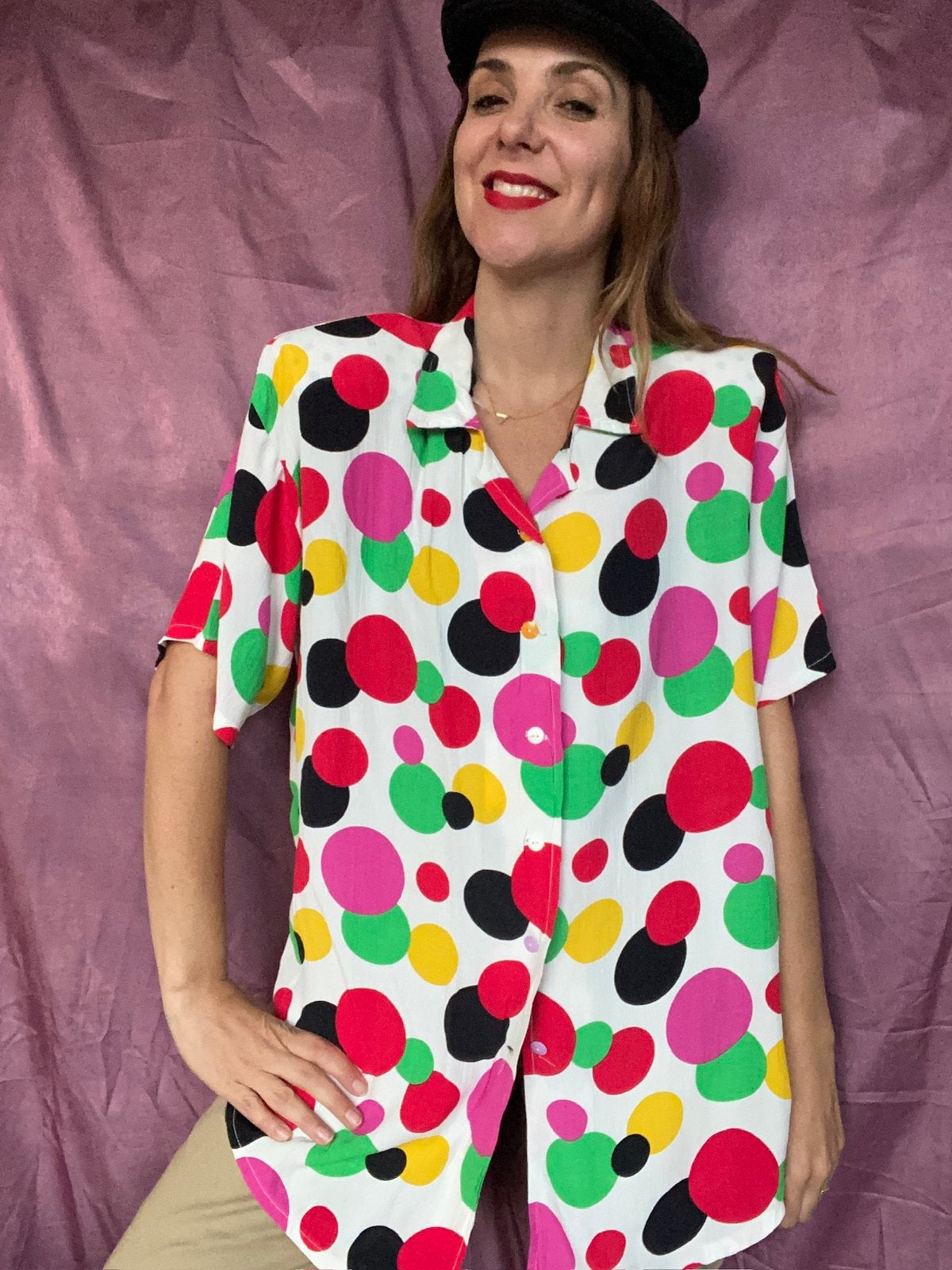 Vintage Jaren 80 / 90 blouse met schoudervullingen 42/XL, Hgv, Hgv, Maat 42/44 (L), Ophalen of Verzenden