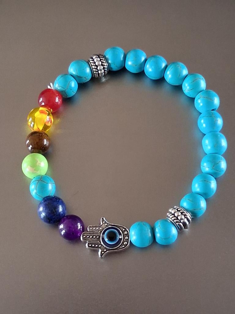 armband chakra hamsa turquoise kralen, Overige materialen, Overige kleuren, Nieuw, Ophalen of Verzenden