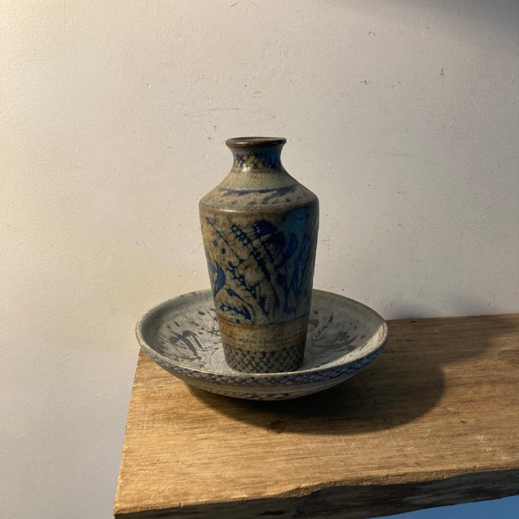 Handgemaakte Griekse Aardewerk Set: Schaal en Kan, Antiek en Kunst, Ophalen of Verzenden