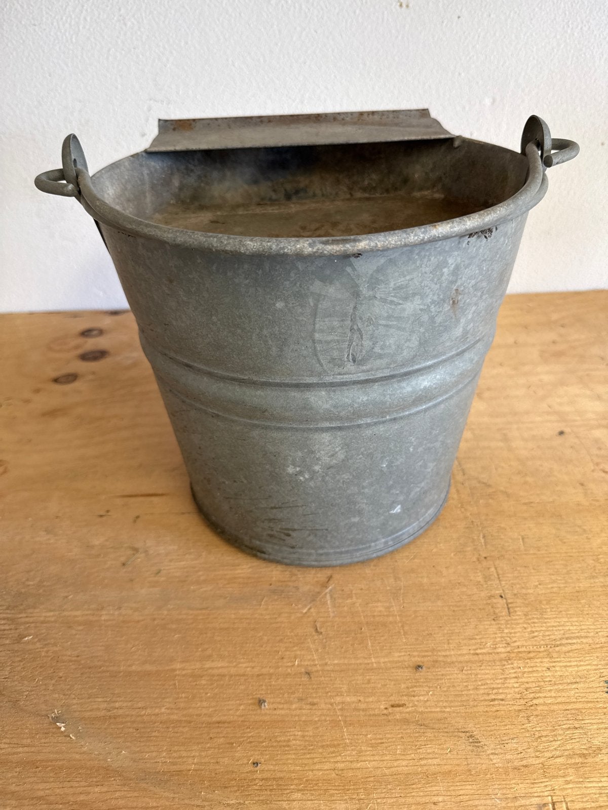 Vintage Zinken Kolenemmer / Emmer met Handgreep, Ophalen of Verzenden, Gebruikt, Zink, Met deksel