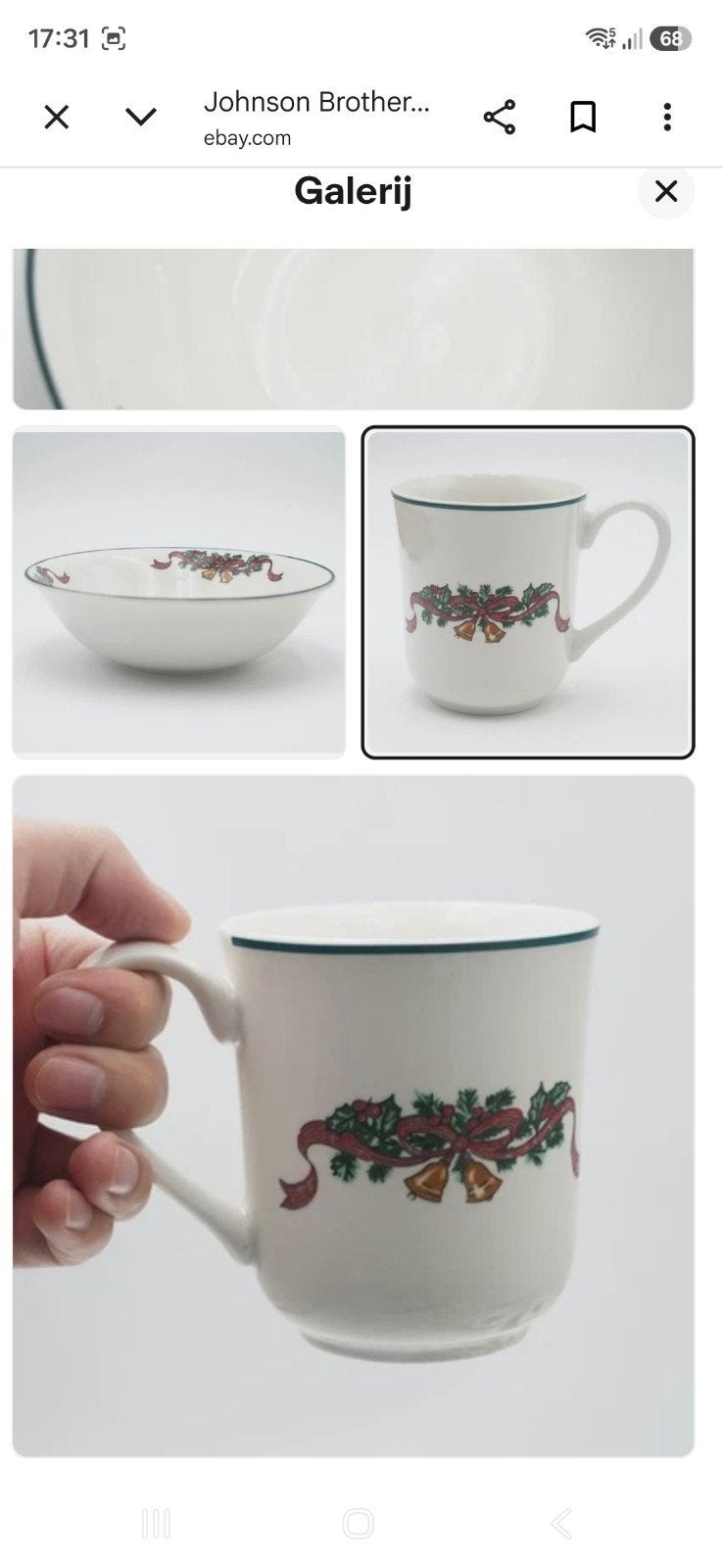 GEZOCHT mokken en schaaltjes van kerstservies johnson bros, Ophalen of Verzenden, Aardewerk, Overige stijlen, Kop(pen) en/of Schotel(s)