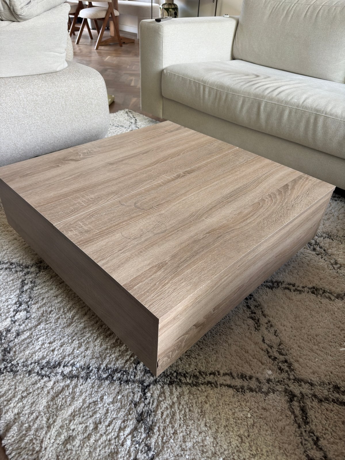Salontafel 80x80 cm naturel hout te koop., Ophalen, Gebruikt, 50 tot 100 cm, Vierkant