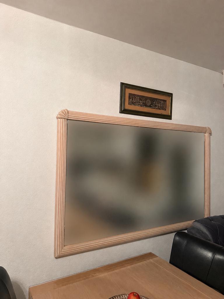 Grote vintage wandspiegel roze/zalmkleur - 105x170 cm, Ophalen, Zo goed als nieuw