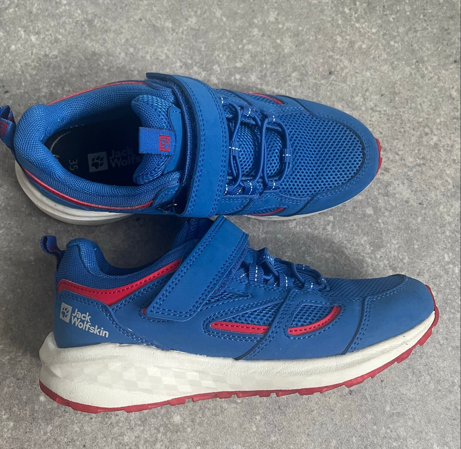 Jack Wolfskin kinderschoenen maat 35 - Blauw/Rood, Ophalen, Gebruikt, Jongen of Meisje, Schoenen