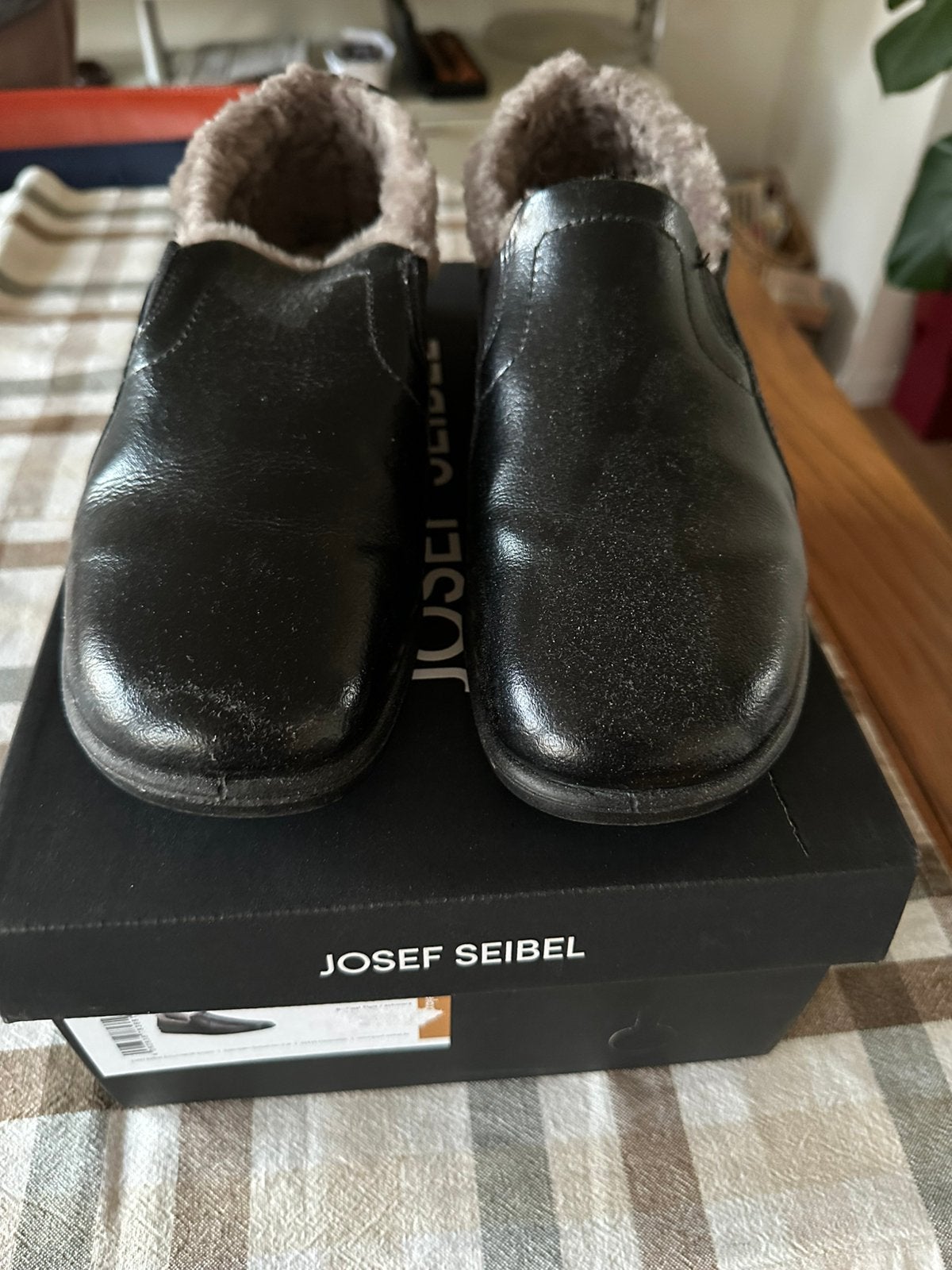 Josef Seibel leren damespantoffels, Ophalen, Zwart, Nieuw, Pantoffels of Sloffen