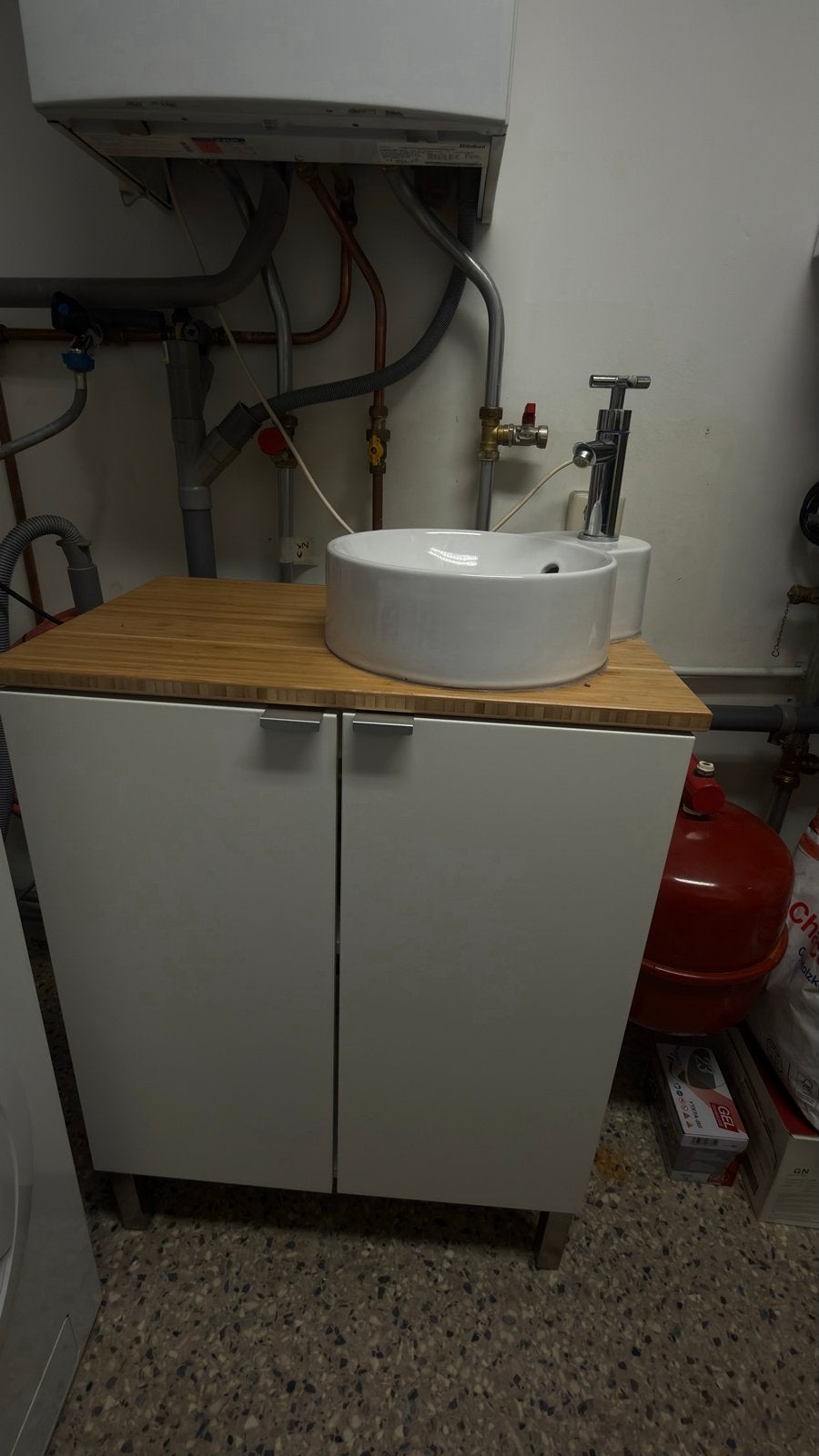 Badkamermeubel met bamboe blad/Bathroom vanity with bamboo, Huis en Inrichting, Badkamer | Badkamermeubels, Ophalen, Minder dan 50 cm