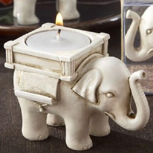 Lucky elephant / Geluksolifant waxinelichthouder decoratie, Overige materialen, Beige, Nieuw, Ophalen of Verzenden