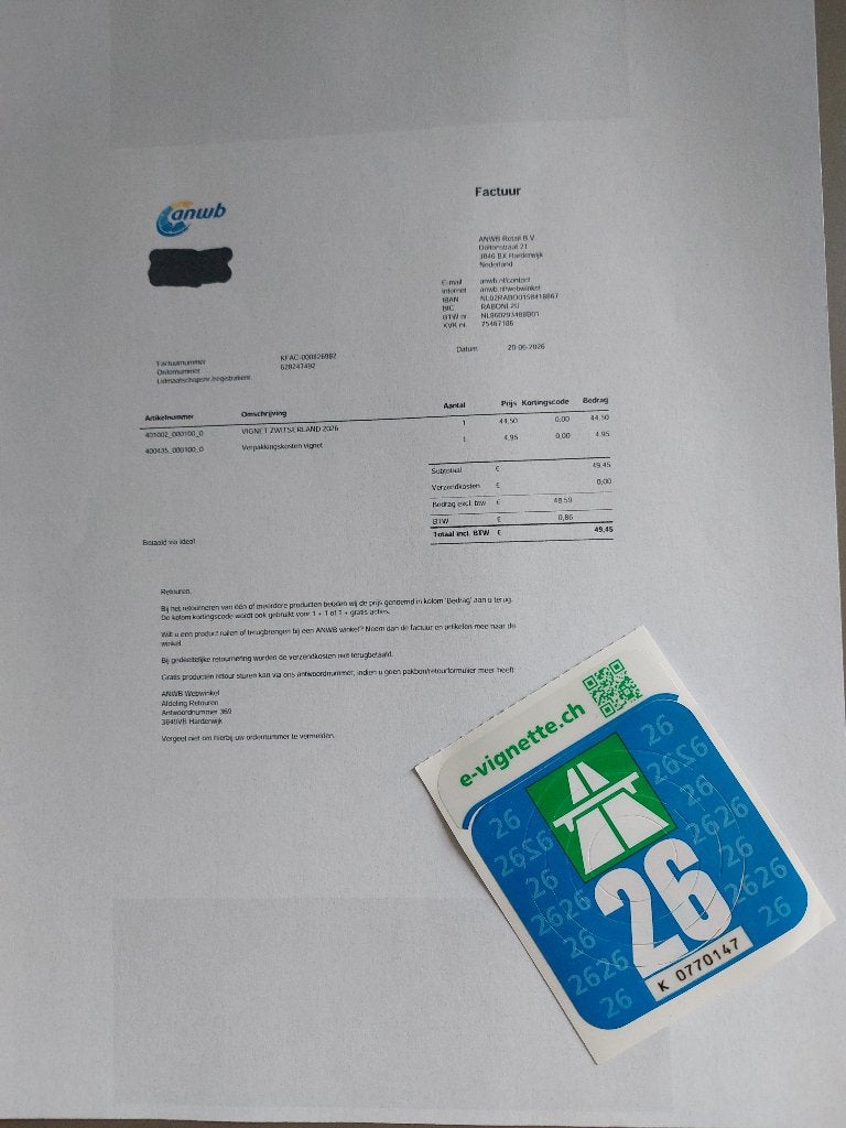 Tolvignet Zwitserland 2026 inclusief aankoopbon, Tickets en Kaartjes, Autovignetten, Drie personen of meer