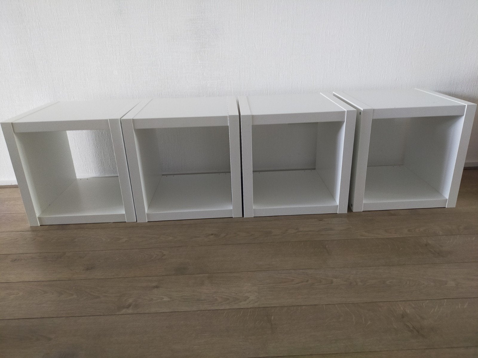 Witte kubus kasten - Set van 4 (IKEA Kallax-stijl), Ophalen, Met plank(en), Gebruikt, 100 tot 150 cm