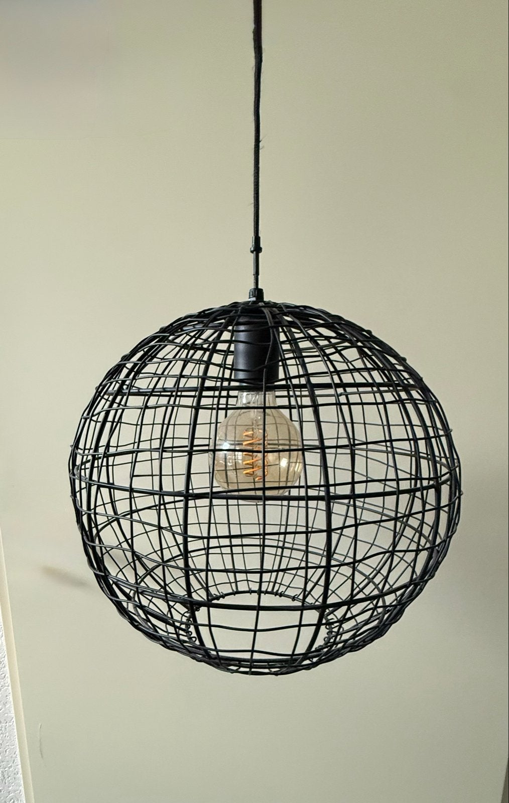 Zwarte draadlamp, Ophalen, Zo goed als nieuw, Metaal, E27 (groot)
