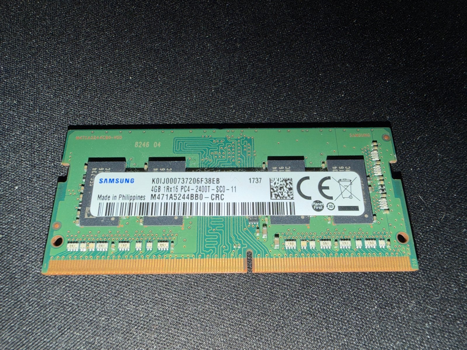 Samsung 4GB DDR4 RAM PC4-2400T SODIMM voor laptop, Gebruikt, DDR4, Ophalen of Verzenden, Laptop