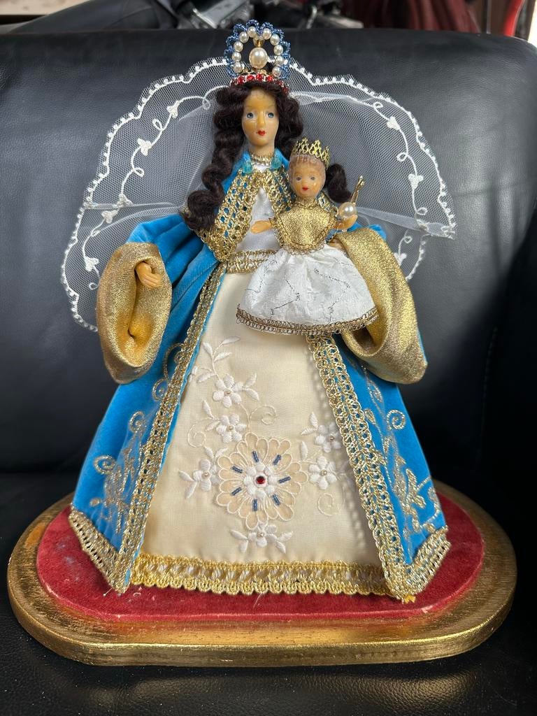 Maria met kind wassen beeld - Religieus figuur, Ophalen of Verzenden, Gebruikt, Religie