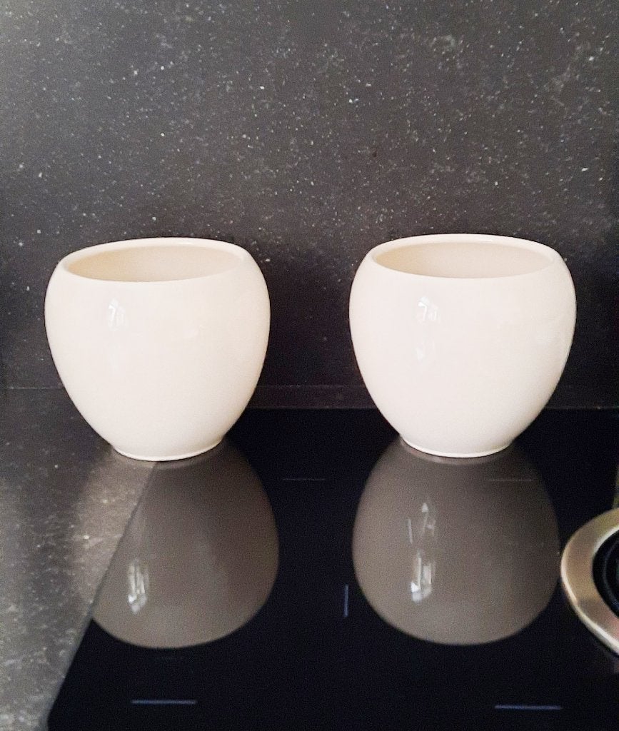 2 CRÈME WIT TREVISIO BLOEMPOTTEN HS POTTERIE H:15 Ø 17, Rond, Nieuw, Binnen, Ophalen of Verzenden