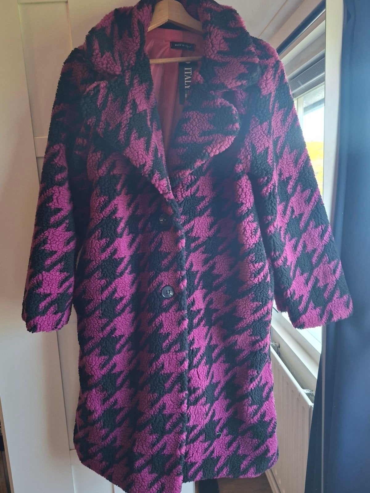 teddy coat / jas met houndstooth ruitmotief, Ophalen of Verzenden, Nieuw, Roze