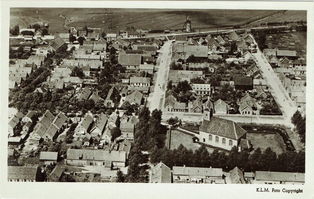 Ansichtkaart Nieuw Beijerland (luchtfoto), Verzenden, 1940 tot 1960, Gelopen, Zeeland