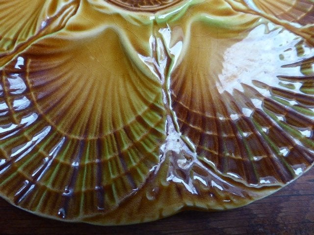 5 keramiek coquilles- of oesterborden Sarreguemines (1), Ophalen of Verzenden