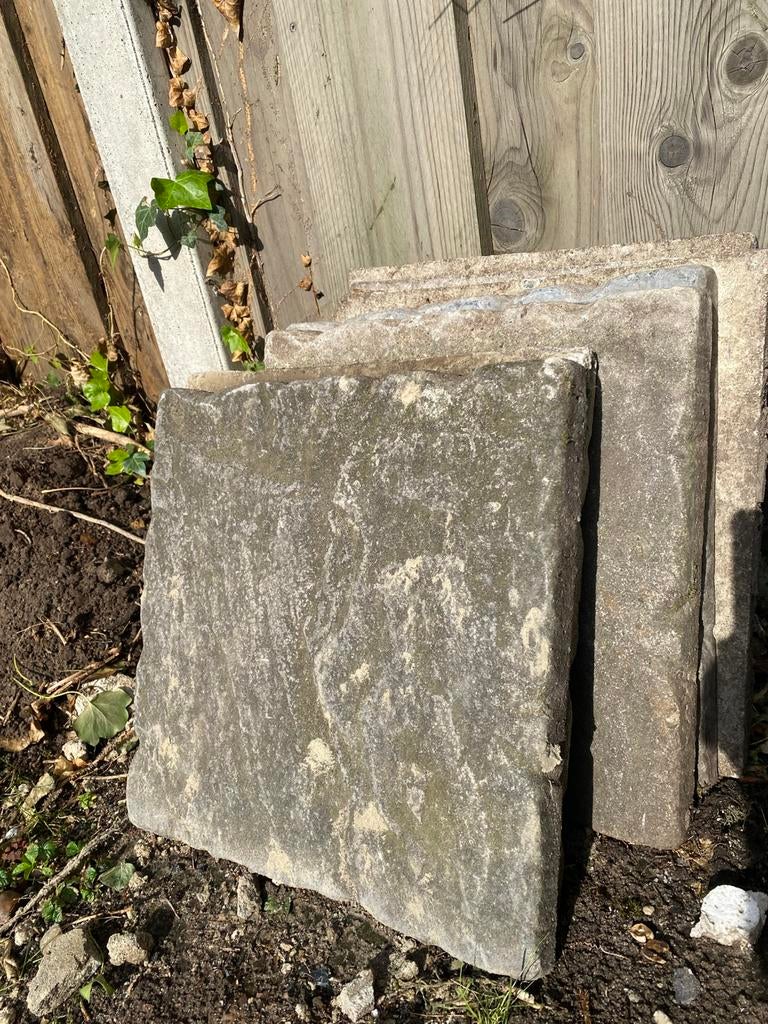 Gratis gemeleerde/natuursteenlook tegels +_40m2, Tuin en Terras, Tegels en Klinkers, Ophalen, Gebruikt, 10 m² of meer, Beton