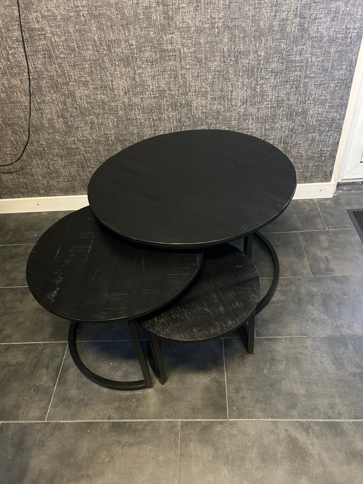 3 zwarte salontafels., Ophalen, Gebruikt, Rond, 50 tot 100 cm