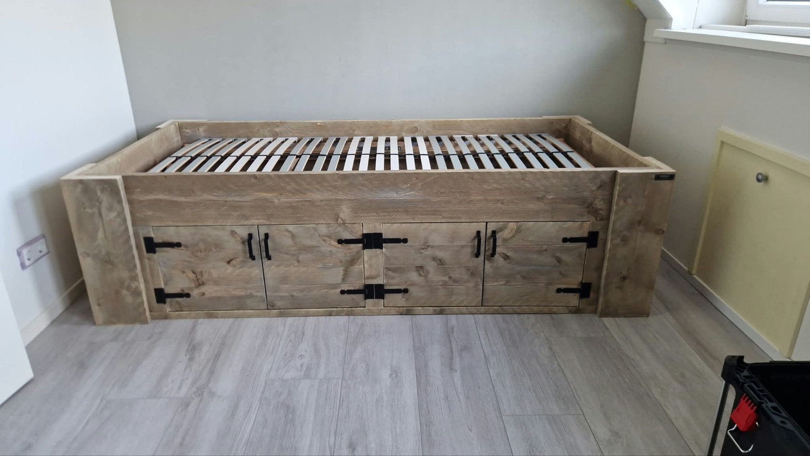 bedden van steigerhout, 90 cm, Eenpersoons, Steigerhout, Nieuw