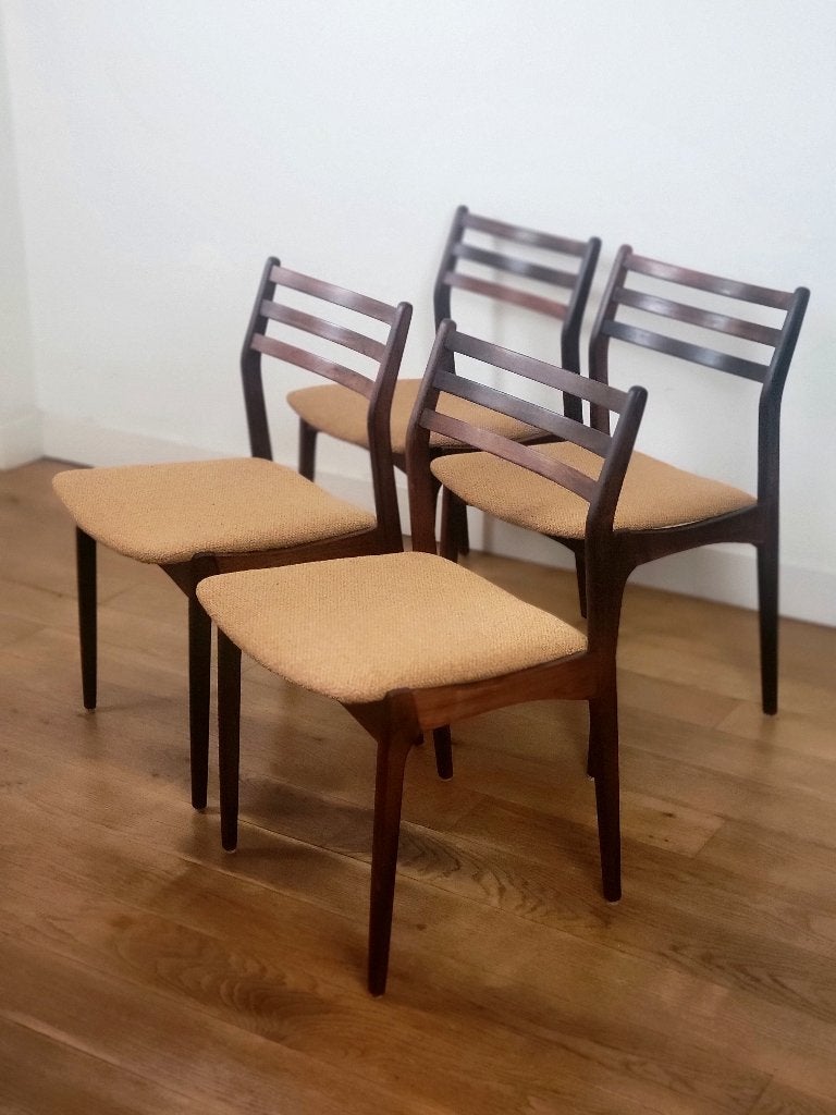 Set van 4 vintage Deense stoelen van Vestervig Eriksen, Ophalen, Gebruikt, Bruin, Vier