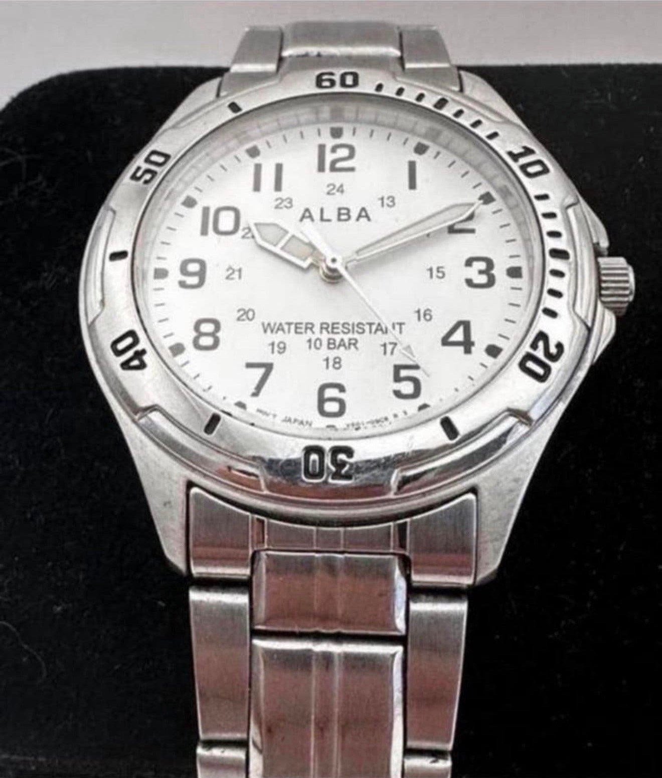 Vintage SEIKO Alba V501-0FG0 analoog Quartz mens watch 10bar, P, Staal, P, Ophalen of Verzenden