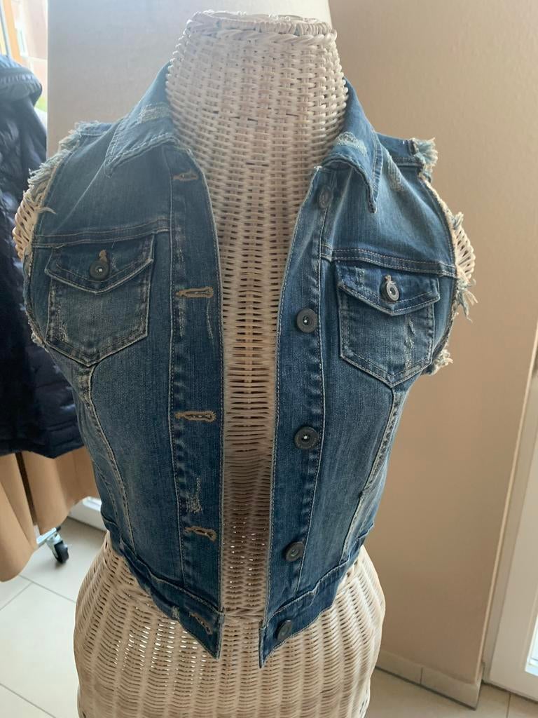 Nieuw spijker gilet ONLY maat 34, Ophalen of Verzenden, Nieuw, Maat 34 (XS) of kleiner, Blauw